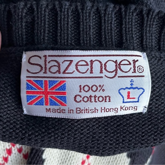 •Slazenger• Men’s Vintage 100% Cotton Argyle Golf Sweater - Size Large - Picture 2 of 6
